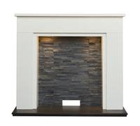 Acantha Rimini White Marble Stove Fireplace With Downlights, 48 Inch
