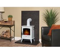 Acantha Tile & Hearth Set In Bronze Venetian Plaster Effect With White Aviemore Stove & Pipe