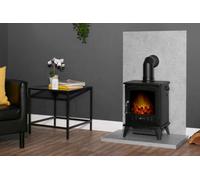 Acantha Tile & Hearth Set In Concrete Effect With Black Aviemore Stove & Angled Pipe