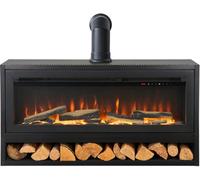 Acantha Vision Electric Media Stove With Log Store & Stove Pipe In Black
