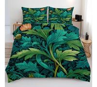 Acanthus Leaf Duvet Cover Set, William Morris Bedding Set, Soft Breathable Microfiber King Quilt Cover 3 Piece with Zipper Closure, 1 Duvet Cover 230x220 & 2 Pillowcases S2a1