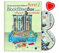 Acanthus Music Daniel Hellbach Recorder Box Volume 2 - Lessons Substage 7-8 Years for Soprano Recorder with 2 CDs with Colourful Heart-Shaped Music Clip