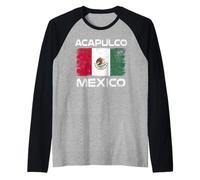 Acapulco Mexico Flag Design Proud Mexican Flag Raglan Baseball Tee