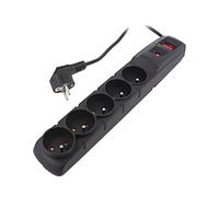 ACAR F5 1.5M BLACK Power Strip: Fusing Sockets: 5 230VAC 10A Black HS