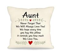ACAROMAY Gifts for Aunt Auntie Never Forget that We will Always Love You Gifts Cushion Cover for Aunty from Niece and Nephew Decorative Pillow Cases 45x45 cm (Aunt-a)