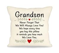 ACAROMAY Gifts for Grandson Never Forget that We will Always Love You Gifts Cushion Cover for Grandsons Birthday Christmas Housewarming Gift New Home Decorative Pillow Cases 45x45 cm (Grandson-a)