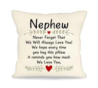 ACAROMAY Gifts for Nephew Never Forget that We will Always Love You Gifts Cushion Cover for Nephews Birthday Christmas Housewarming Gift New Bedroom Decorative Pillow Cases 45x45 cm (Nephew-a)