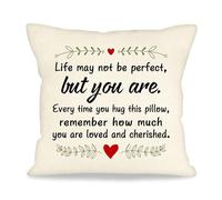 ACAROMAY Life May Not Be Perfect But You Are Gifts Cushion Cover Inspirational Gift for Women Bestie Friends Cheer Up Motivation Gift Cushion Decorative Keepsake (Life)