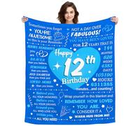 ACAROMAY Personalised Birthday Gifts for 12 Years Old Girl Boy Birthday Throw Blanket with Inspirational Text 12th Birthday Decorative Blanket Soft Flannel Blanket 150x130cm (12th Gift)