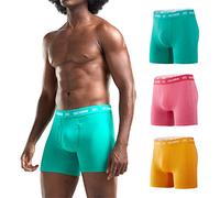 ACASE Mens Underwear Boxers Briefs Cotton Stretchy Underwear Pack Compression Boxer with Pouch Breathable Brief for Men, A-green-orange-pink, Large