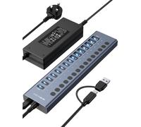ACASIS 16-Port 10Gbps USB 3.2 Hub, 8 Type-A & 8 Type-C, 96W Adapter