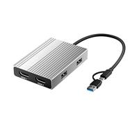 ACASIS DisplayLink USB C to Dual HDMI Adapter, 4K@60Hz, 100W PD, SILVER