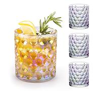 ACASSA, Iridescent Drinking Glasses, Bubble Design Hobnail Drinking Glasses, Thick Wall Drinking Glasses, Heavy Base Drinking Glosses, Cocktail glassware, Bourbon, Whiskey, Gin and Tonic Glassware