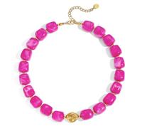 ACAUTO Colorful Chunky Beaded Necklace for Women Trendy Big Square Acrylic Beads Necklace Adjustable Boho Chunky Statement Choker Necklaces Summer Handmade Surfer Beach Jewelry Gift for Women, L