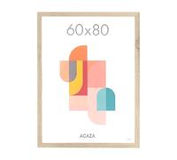 ACAZA Picture Frame 60 x 80cm Light Oak, Wall Decoration for Posters, Photos, Puzzles & Prints, Large Wood Frame with Plexiglass (23,62" x 31,50 Inch)