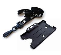 ACB ACBL-OS-18 Printed Staff Value Safety Neck Lanyard and Badge Id Card Holder - Black (Pack of 5)