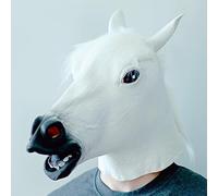 ACBAGI Horse Mask Horse Head Mask Animal Head Mask Halloween Mask for Adult Halloween Costume Mask Party Costume (White HorseBM)