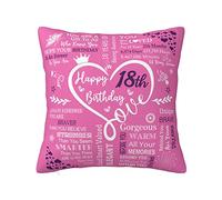 ACBEAT 18th Birthday Heart Pillow Covers, 18”x18”, Polyester, Fade-Resistant, Perfect for Living Room, Outdoor, Patio, Graduation, 18th Birthday, Valentine's Day, Christmas, Thanksgiving, 1 Count