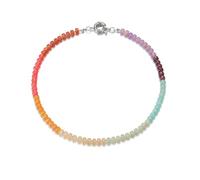 ACBIIPA Rainbow Beaded Necklace, Multicolor Glass Beads with Gold Clasp, Fashion Choker