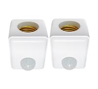 Acbmveen 2pcs Motion Sensor Light Socket E27 Motion Detector Lamp Holder Socket Automatic Human Infrared Sensor Lamp Holder UK Plug