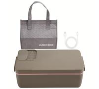 Acbmveen Heated Lunch Box Electric Lunch Box Self Heating Lunch Box Cordless Rechargeable 304 Food-Grade Stainless Steel 1L B