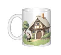 Acbnsll Big Bad Wolf Outside the Thatched Cottage Printed mug ceramic Mugs for cappuccino, latte, cereal, yogurt, milk, hot or cold drinks Micro-wave oven