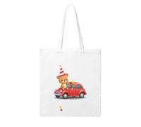 Acbnsll Birthday bear on the car Printing Woman Canvas Tote Bag Strong and durable for traveling, shopping, Daily One Size