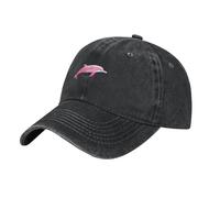 Acbnsll Black Pink Dolphin Printed Washed Cowboy Baseball Cap for Adults - Stylish and Breathable Hat