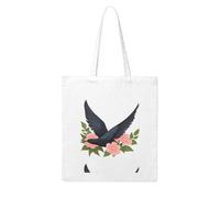 Acbnsll Black swallow in the flowers Printing Woman Canvas Tote Bag Strong and durable for traveling, shopping, Daily One Size