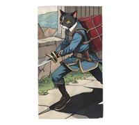 Acbnsll Cat Carrying Sword Printed Towel Towels 27.5x16in Skin-Friendly Absorbent Fluffy and Soft for Bathroom, Beach, Outdoors