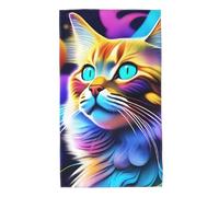 Acbnsll Colorful Psychedelic Cat Printed Towel Towels 27.5x16in Skin-Friendly Absorbent Fluffy and Soft for Bathroom, Beach, Outdoors