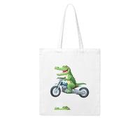 Acbnsll Crocodile riding a motorcycle Printing Woman Canvas Tote Bag Strong and durable for traveling, shopping, Daily One Size