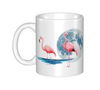 Acbnsll Flamingo on the moon Printed mug ceramic Mugs for cappuccino, latte, cereal, yogurt, milk, hot or cold drinks Micro-wave oven