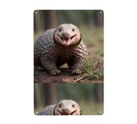 Acbnsll Happy Pangolin Printed Tin decorative painting 8x12in Made of tinplate, wear-resistant and durable