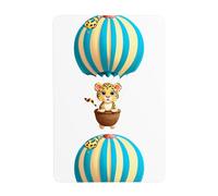 Acbnsll Leopard cub on hot air balloon Printed Tin decorative painting 8x12in Made of tinplate, wear-resistant and durable