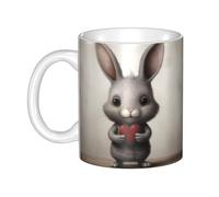 Acbnsll Little gray rabbit holding a heart Printed mug ceramic Mugs for cappuccino, latte, cereal, yogurt, milk, hot or cold drinks Micro-wave oven