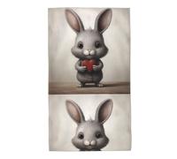 Acbnsll Little Gray Rabbit Holding a Heart Printed Towel Towels 27.5x16in Skin-Friendly Absorbent Fluffy and Soft for Bathroom, Beach, Outdoors