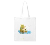Acbnsll Little hippopotamus fishing Printing Woman Canvas Tote Bag Strong and durable for traveling, shopping, Daily One Size