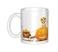 Acbnsll Little lion on the pumpkin carriage Printed mug ceramic Mugs for cappuccino, latte, cereal, yogurt, milk, hot or cold drinks Micro-wave oven