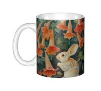 Acbnsll Little rabbit under the morning glory Printed mug ceramic Mugs for cappuccino, latte, cereal, yogurt, milk, hot or cold drinks Micro-wave oven