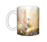 Acbnsll Little white rabbit in the garden Printed mug ceramic Mugs for cappuccino, latte, cereal, yogurt, milk, hot or cold drinks Micro-wave oven