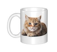 Acbnsll Lying blue-eyed cat Printed mug ceramic Mugs for cappuccino, latte, cereal, yogurt, milk, hot or cold drinks Micro-wave oven