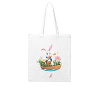 Acbnsll Rabbit playing the pipa on the flower boat Printing Woman Canvas Tote Bag Strong and durable for traveling, shopping, Daily One Size