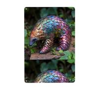 Acbnsll Rainbow pangolin Printed Tin decorative painting 8x12in Made of tinplate, wear-resistant and durable