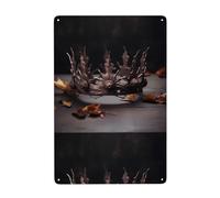 Acbnsll Simple dead leaf crown Printed Tin decorative painting 8x12in Made of tinplate, wear-resistant and durable