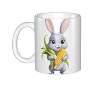 Acbnsll The grey rabbit with a full harvest Printed mug ceramic Mugs for cappuccino, latte, cereal, yogurt, milk, hot or cold drinks Micro-wave oven