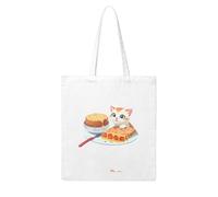 Acbnsll The little cat seeing the delicious food Printing Woman Canvas Tote Bag Strong and durable for traveling, shopping, Daily One Size
