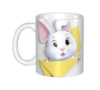 Acbnsll The little white rabbit on the sticky note Printed mug ceramic Mugs for cappuccino, latte, cereal, yogurt, milk, hot or cold drinks Micro-wave oven