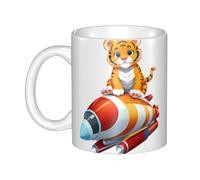 Acbnsll Tiger cub sitting on a rocket Printed mug ceramic Mugs for cappuccino, latte, cereal, yogurt, milk, hot or cold drinks Micro-wave oven
