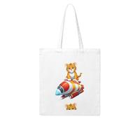 Acbnsll Tiger cub sitting on a rocket Printing Woman Canvas Tote Bag Strong and durable for traveling, shopping, Daily One Size